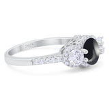 Three Stone Round Natural Stone Ring