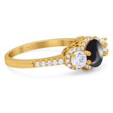 Three Stone Round Natural Stone Ring