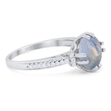 Round Natural Stone Solitaire Ring
