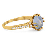 Round Natural Stone Solitaire Ring