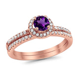 Two Piece Round Natural Stone Ring