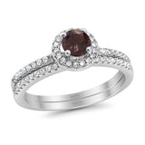 Two Piece Round Natural Stone Ring