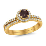 Two Piece Round Natural Stone Ring