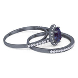 Two Piece Round Natural Stone Bridal Ring