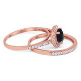 Two Piece Round Natural Stone Bridal Ring