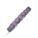 Minimalist 3mm Full Eternity Band Bezel Set Pink CZ 925 Sterling Silver