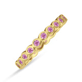 Minimalist 3mm Full Eternity Band Bezel Set Pink CZ 925 Sterling Silver