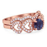 Two Piece Round Natural Stone Art Deco Ring