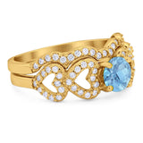 Two Piece Round Natural Stone Art Deco Ring