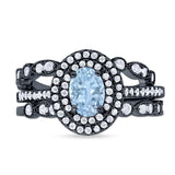 Three Piece Oval Natural Stone Bridal Ring