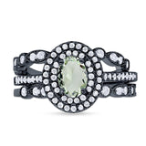 Three Piece Oval Natural Stone Bridal Ring