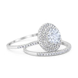 Two Piece Round Natural Stone Bridal Ring