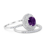 Two Piece Round Natural Stone Bridal Ring