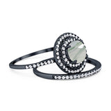 Two Piece Round Natural Stone Bridal Ring