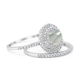 Two Piece Round Natural Stone Bridal Ring