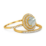 Two Piece Round Natural Stone Bridal Ring