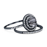 Two Piece Round Natural Stone Bridal Ring