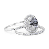 Two Piece Round Natural Stone Bridal Ring