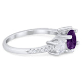 Three Stone Round Natural Stone Ring