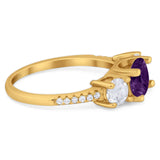 Three Stone Round Natural Stone Ring