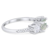 Three Stone Round Natural Stone Ring