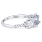 Three Stone Round Natural Stone Ring