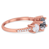 Three Stone Round Natural Stone Ring