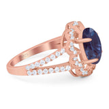 Art Deco Oval Natural Stone Flower Ring