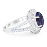 Art Deco Oval Natural Stone Flower Ring