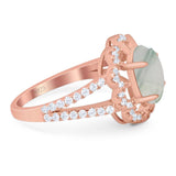 Art Deco Oval Natural Stone Flower Ring