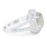 Art Deco Oval Natural Stone Flower Ring