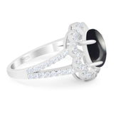 Art Deco Oval Natural Stone Flower Ring
