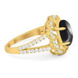 Art Deco Oval Natural Stone Flower Ring