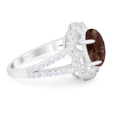 Art Deco Oval Natural Stone Flower Ring