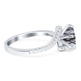 Art Deco Round Natural Stone Twisted Ring