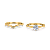 Two Piece Round Natural Stone Chevron Ring