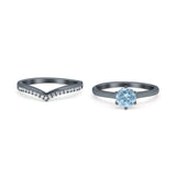 Two Piece Round Natural Stone Chevron Ring