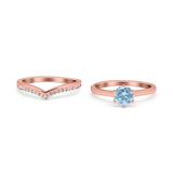 Two Piece Round Natural Stone Chevron Ring
