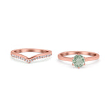 Two Piece Round Natural Stone Chevron Ring