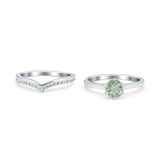 Two Piece Round Natural Stone Chevron Ring