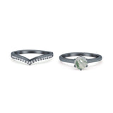 Two Piece Round Natural Stone Chevron Ring