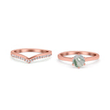 Two Piece Round Natural Stone Chevron Ring