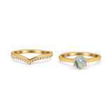Two Piece Round Natural Stone Chevron Ring