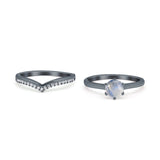 Two Piece Round Natural Stone Chevron Ring
