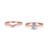 Two Piece Round Natural Stone Chevron Ring