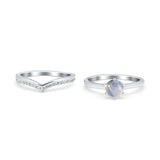 Two Piece Round Natural Stone Chevron Ring