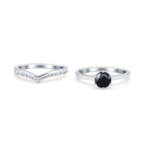 Two Piece Round Natural Stone Chevron Ring