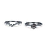 Two Piece Round Natural Stone Chevron Ring