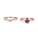 Two Piece Round Natural Stone Chevron Ring