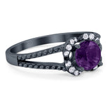 Art Deco Round Natural Stone Floral Ring
